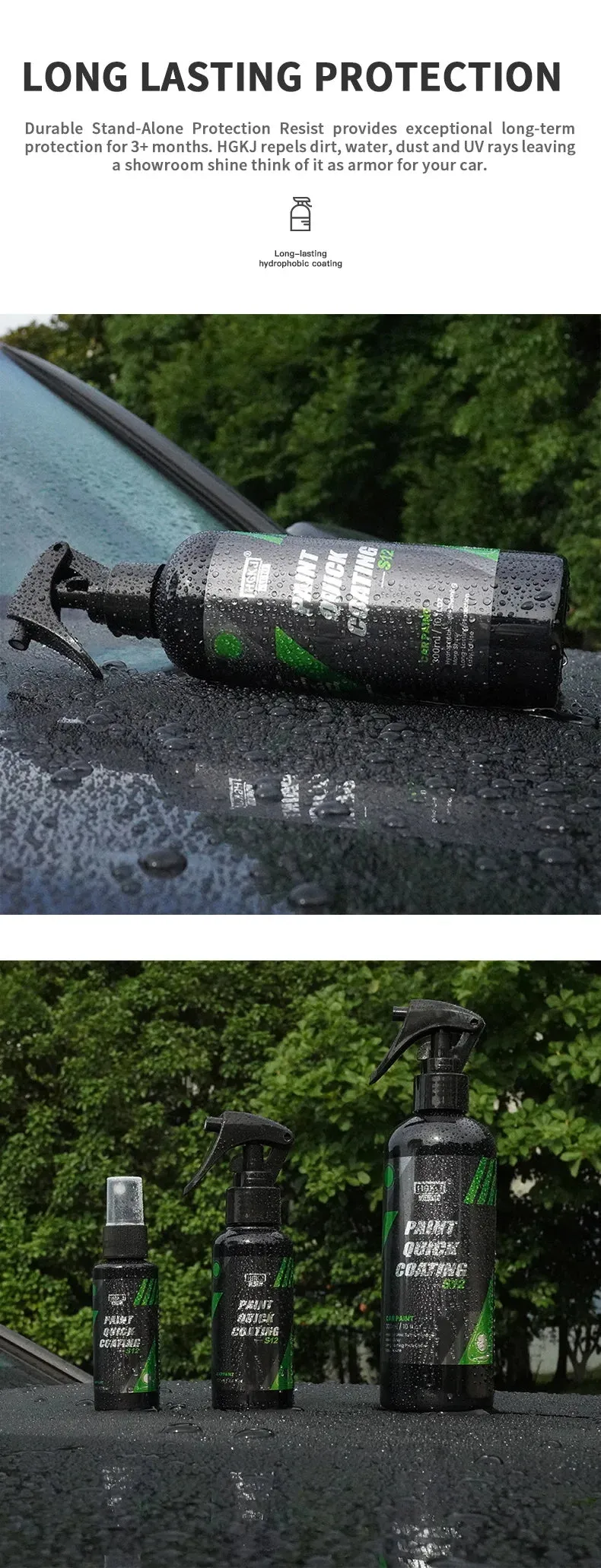 300ML Car Ceramic Coating Wax Liquid Glass Spray for Hydrophobic Shine and Protection