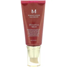 BB cream Missha M Perfect Cover SPF 42 PA shade No. 21 light beige, 50 ml