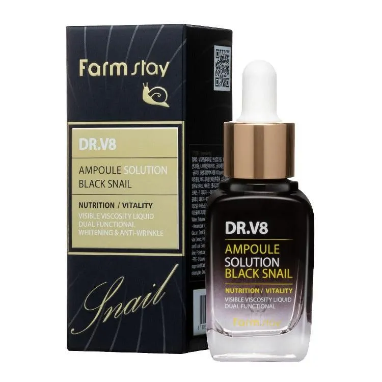 FARMSTAY DR-V8 AMPOULE SOLUTION BLACK SNAIL 30ml