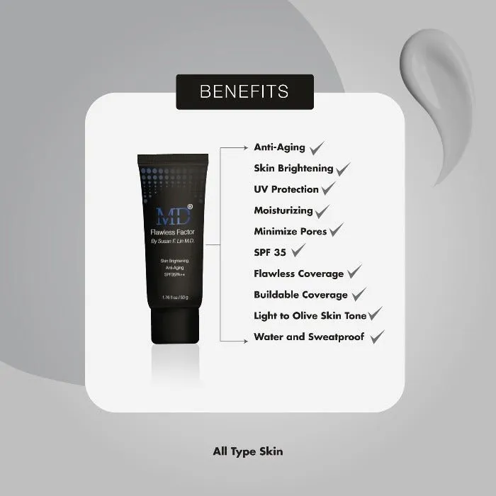 MD® Flawless Factor BB Cream- Anti-Aging & Skin Brightening| MD®- 1.76 Fl Oz