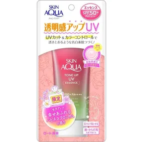 ROHTO SKIN AQUA Tone-up UV Essence Happiness Aura (Rose Color) Sunscreen SPF50  PA    