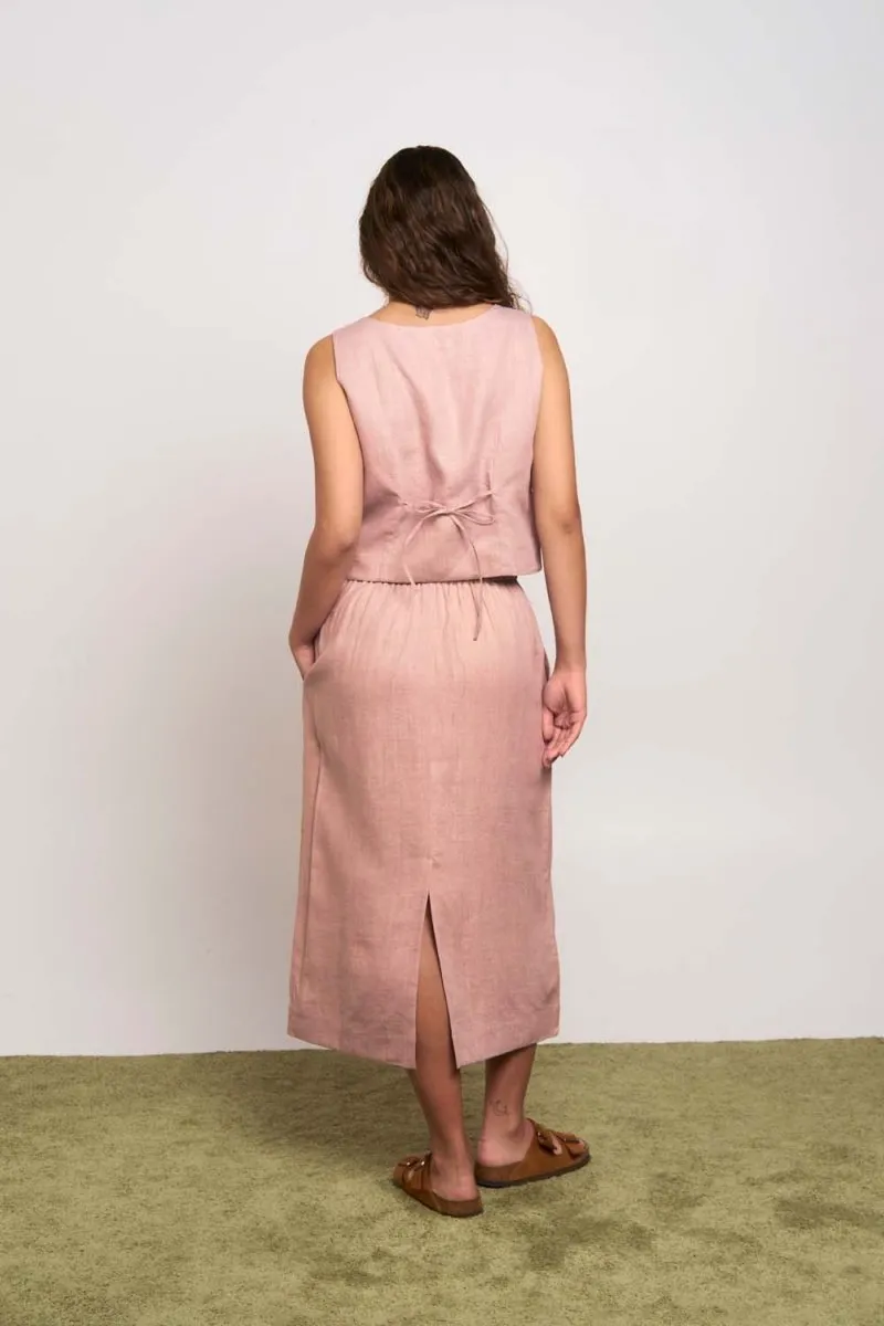 Sakura Organic Cotton Beige Skirt- Blush Beige | Naturally Dyed